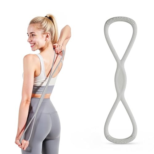 Figure 8 Resistance Band, Figure 8 Resistance Bands for Women Men,Resistance Band Figure for Working Out, Non-Slip Handles, Home Gym, Yoga & Physical Therapy - color: 25 LBS Grey