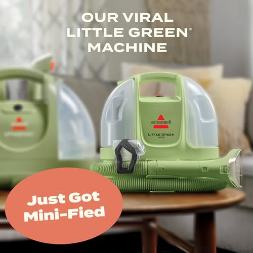 BISSELL Little Green Mini Portable Carpet Cleaner, 4075 | HydroRinse self-cleaning tool; 4-in. tough stain tool; upholstery & car detailing; Tea Green color - color: Tea Green, style: Little Green Mini