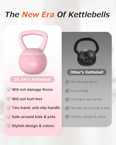 Soft Kettlebell, Safe Strength Training Kettle bell, Cushioned Impact-Resistant Base and Anti-Slip Grip Weight, Kettlebells Set for Home Workouts and Men/Women/Beginners,With Non-slip Gloves - color: Pink