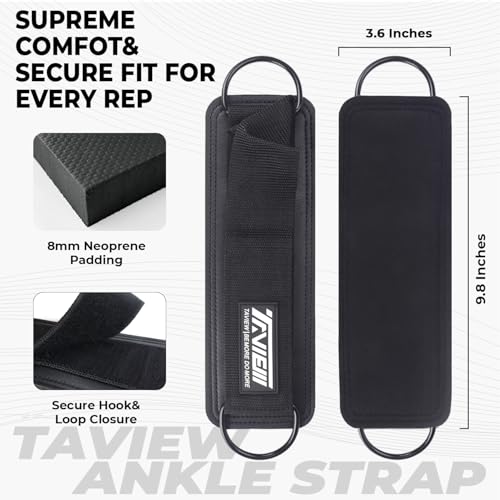 TAVIEW Ankle Straps Cable Machine Attachment for Gym - Cable Kickback Ankle Straps - Padded Ankle Cuffs for Glute Kickbacks and Leg Workouts - color: Black-Pair