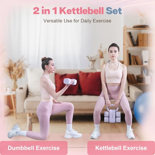 kisnbld Adjustable Dumbbell Set of 2, 4 in 1 Free Weights Dumbbells Set for Women with Fast Adjustment, Each 2lb 3lb 4lb 5lb Hand Weights Set for Home Gym & Outdoor Exercise Training - color: Purple, style: Set
