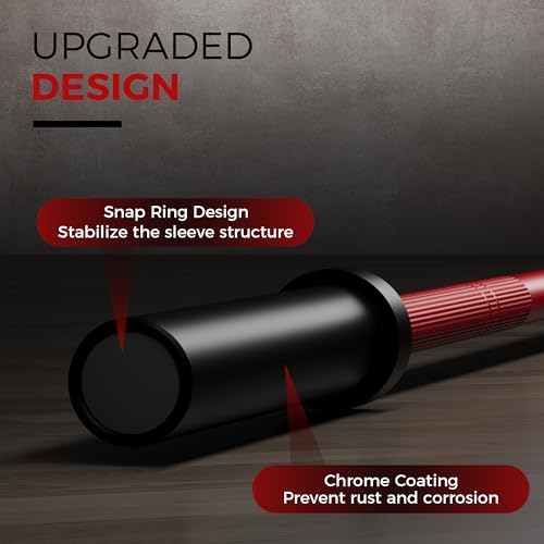7ft Olympic Barbell 45 lb - 1000LB Capacity Weight Lifting Bar with Hard Chrome Finish, 28mm Grip & Needle Bearings, Fits 2" Plates for Powerlifting, Deadlift, Bench Press, and Home Gym