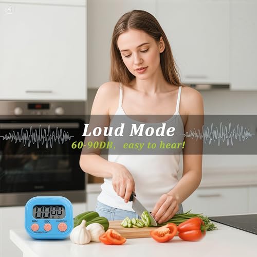 6 Pack Multi-Function Electronic Timer - Kitchen Timer,Magnetic Digital Timers,Big LCD Display, ON/Off Switch,Extensively Use in Cooking,Gym, Meeting, Classroom,Kitchen,Study,Work,Outdoor Activities - size: 6