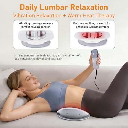 Multifunctional Electric Lumbar Traction Device for Daily Lumbar Comfort, Cordless Battery-Powered Back Traction Device with 3 Modes Dynamic Traction, 3-Level Heating & Manual Adjustment