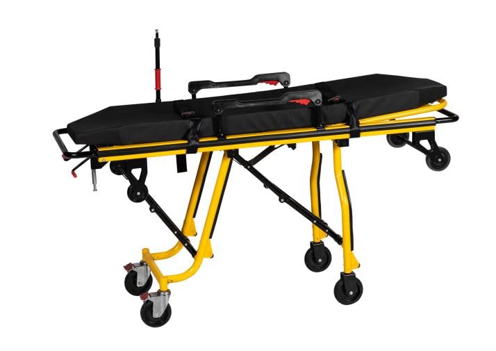 MS3C-200S Professional Ambulance Stretcher, IV Pole, One Man Vehicle Loading, Collapsable Side Rail, Weight Capacity 350 lbs