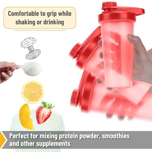 Mr. Pen- Shaker Bottle for Protein Mixes, 28 oz | Red With Twist Cap and Wire Whisk Ball, Mixer Cup for Shakes - color: Red