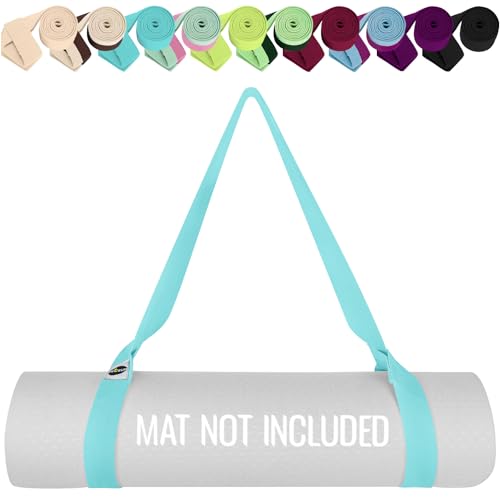 TECEUM Yoga Mat Strap – Extra Soft & Thick Cotton Carrier for All Mats | Adjustable Skin-friendly & Non-Slip Mat Holder Sling in 30+ Colors [Mat Not Included] - color: Blue, size: 64 IN