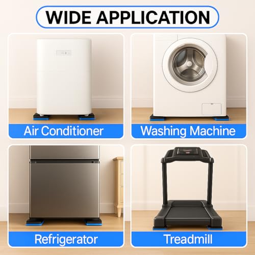 4P Anti Vibration Pads 4'' X 4'' X 7/8" Sound Isolation Ribbed Rubber Mats with EVA Center, Heavy Duty Vibration Isolation Pads for Air Compressos, Conditioner, Treadmill, HVAC Washer Dryer
