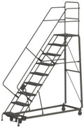 Tri-Arc KDHS109246 9-Step Heavy-Duty Safety Angle Steel Rolling Industrial & Warehouse Ladder with Perforated Tread - size: 9-Step, style: Perforated Tread