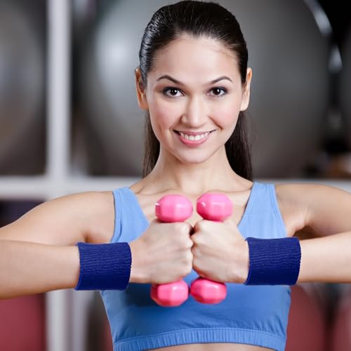 Bememo 24 Pcs Wrist Sweatbands Bulk Sports Wrist Bands for Men Women Breathable Athletic Tennis Wristbands Stretchy Absorbent Cotton Terry for Basketball, Baseball, Gym, Working Out - color: Dark Blue