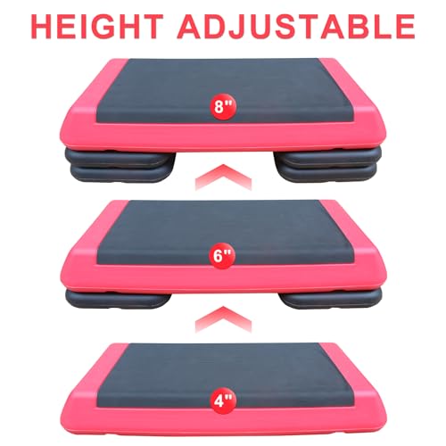 Aerobic Stepper, Adjustable Workout Aerobic Stepper in Fitness & Exercise Step Platform Trainer with 2 Risers