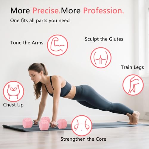 Adjustable Dumbbell Set of 2 Total 20 Lbs 4-in-1 Each 4lb 6lb 8lb 10lb 1s-Adjust Dual-Stable Free Weights for Women Men Home Gym Outdoor Workouts - color: Pink [20LBS Total]