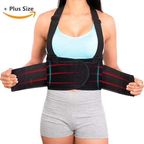 Plus Size Back Brace for Men Lower Back Heavy Lifting with Suspenders, Back Support Belt for Work, Lower Back Brace with Lumbar Support for Back Pain Relief, Construction Warehouse Moving Belt, 4XL - size: 4X-Large (Pack of 1)