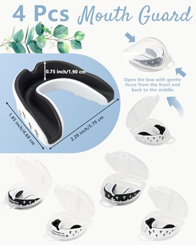 Piemow 4 Pcs Mouth Guard, Religious Faith Cross Sports Mouthguard with Case | Mouth Guards Braces for Football Boxing Basketball Lacrosse Hockey and All Contact Sports - color: 3:5+cross