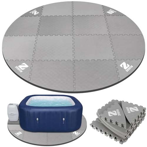 Hot Tub Mat for Inflatable Tub, 77IN Hot Tub Pad Foundation, Upgraded Thickened Eva Foam Padding for Outdoor Hot Tubs | Interlocking Patio Tiles Outdoor (1/2" Thickness) - size: EVA-round1.2
