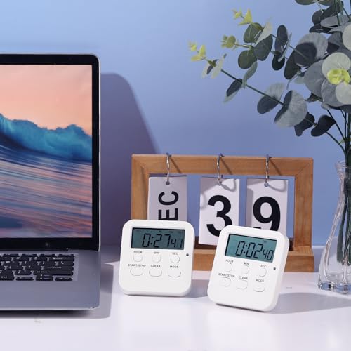 Weewooday 12 Pcs Digital Kitchen Magnetic Timer Bulk Classroom Count up Countdown Egg Timer Cute Desk Stopwatch for Back to School Teacher Kids Cooking Office(White,Cute Style) - color: White, style: Cute Style