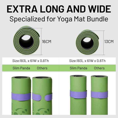 Slim Panda Yoga Mat Strap Slap Band, One Snap Keeps Mats Tightly Rolled, Heavy-Duty Clasp Fits Most Size Mats(24" L X 2" W) - color: Beige