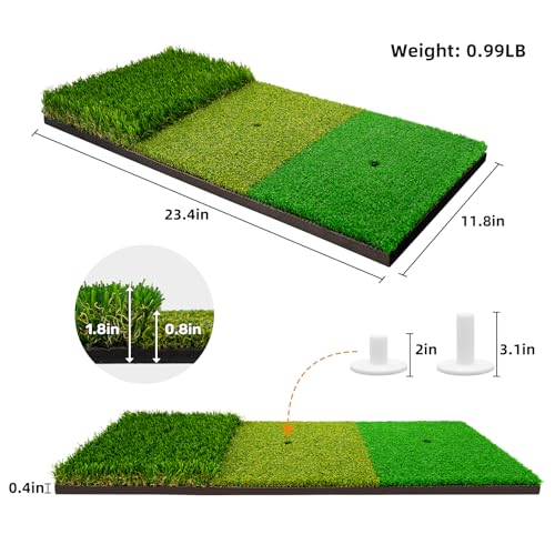 LYDARZ Portable & Foldable Golf Practice Mat – Dual-Turf Golf Hitting Mat for Indoor & Outdoor Swing and Chipping – Fairway & Rough Turf Golf Training Mat for Backyard and Home