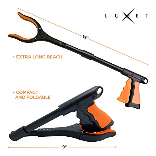 Grabber Reacher Tool 19 Inch Long, Foldable Pick Up Stick - Strong Grip Magnetic Tip - Heavy Duty Trash Picker Claw Reacher Grabber Tool Elderly Wheelchair Mobility Aid (Orange) - color: Orange