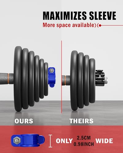Mini Barbell Clips 1 inch I Multi-Size Adjustable Barbell Collar I 1 inch Barbell ClampsIQuick Release Weight Clips Pair of Locking for Dumbbell Bar - color: Blue