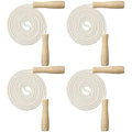 Hungdao 4 Pcs Jump Ropes for Kids with Wooden Handle Cotton Braided Adjustable Skipping Rope for Exercise Fitness Jumping Rope for Children Boys Girls Students Preschooler Outdoor Fun Activity