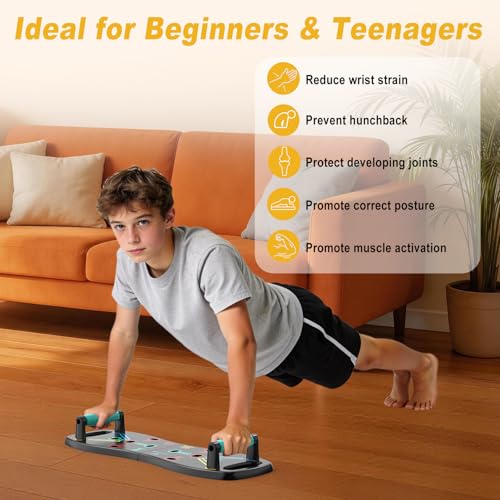 HOTWAVE Push Up Board, Portable Pushup Board for Men, Foldable Push Up Bar | Multifunctional Pushup Handles for Floor, Strength Training Equipment for Home Gym, Suitable for Beginners and Teenagers - color: Black-Blue