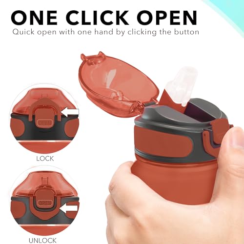 Enerbone 32 oz Drinking Water Bottle with Times to Drink and Straw, Motivational with Carrying Strap, Leakproof BPA & Toxic Free, Ensure You Drink Enough Water for Fitness Gym Outdoor - color: Amberglow