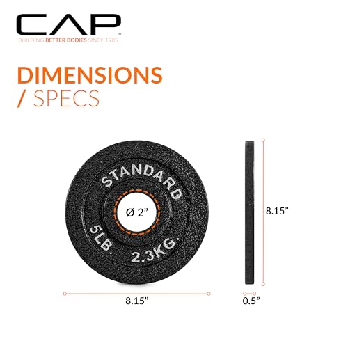 CAP Barbell 2-Inch Olympic Weight Plate | Multiple Options - size: 5 lb - Set of 4, style: Classic - Black