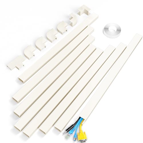 Yecaye Cord Hider, 113in Large Cord Covers for Wires on Wall, Cord Organizer for 3-4 Wires, Easy Install Cable Management Kit, TV Wire Hider for Home Office, W1.18in H0.67in, Beige - color: Beige, size: 113in L x 1.18in W x 0.67in H
