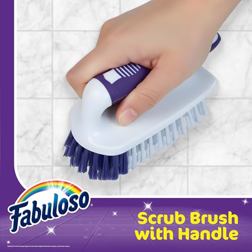 Fabuloso Cleaning Brush with Handle Compact Handheld Household Scrub Brush Kitchen Bathroom Baseboards Tile and Floors Firm Bristles Indoor Surface Cleaning White Purple 5.5 Inch Everyday Cleaning - size: Scrub Brush w/ Handle