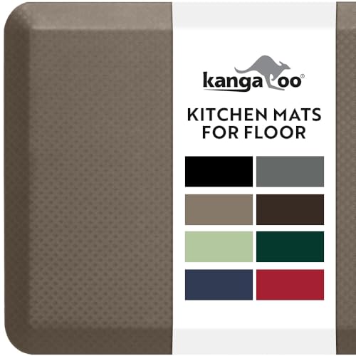 KANGAROO Anti Fatigue Mats for Kitchen Floor, 39x20, 3/4 Inch Thick Cushioned Ergonomic Mat, Reduce Foot Pressure, Waterproof Comfort Rug for Under Sink, Office Standing Desk, Store Floors, Cappuccino - color: Cappuccino, size: 39" x 20" x 0.8"