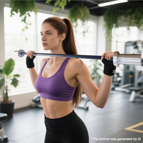 Kids Barbell 5LB Mini Barbell Bar 4ft for Beginner Women & Kids Weighted Bar, Compatible with 2-Inch Weight Plates, for Strength Training Gym Weight Lifting - color: Black&Silver