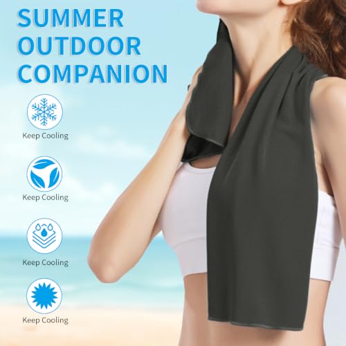 Puomue 5 Pack Cooling Towels, 40 Inches X 12 Inches, Breathable Soft Chilly Microfiber Towel for Yoga, Sport, Running, Workout, Gym, Camping and Fitness, Grey - color: Grey