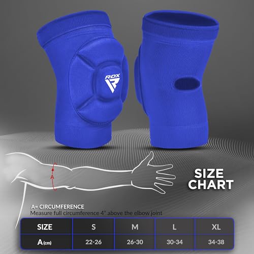 RDX Elbow Pads, Muay Thai MMA Kickboxing Sparring Elbow Guard, Martial Arts Striking Protection,Wrestling Basketball Adjustable MTB Volleyball Compression Padded Sleeve, Men Women - color: Blue White, size: Large