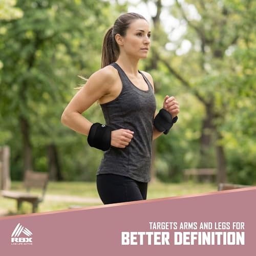 RBX Wrist & Ankle Weights Set, Adjustable Comfort Fit for Training & Toning - color: Black, size: 4lb (2lb Each)