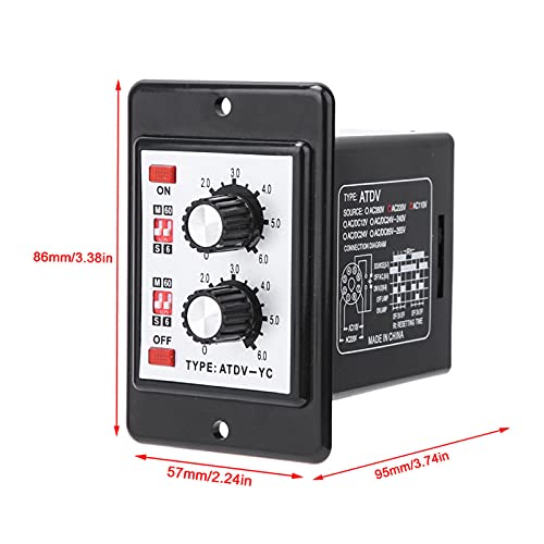 Twin Timer Relay, On Off Knob Control Time Switch 6S-60M, Short Period Repeat Cycle Intermittent Timer Interval Timer (AC 110/220V)