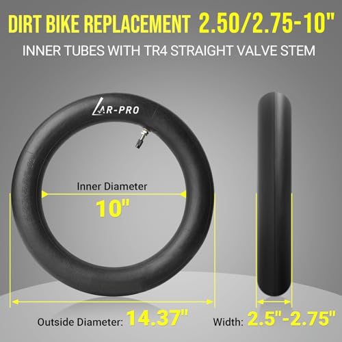 AR-PRO (2-Pack) 2.50/2.75-10 Dirt Bike Replacement Inner Tubes Heavy Duty|Compatible with Honda Crf50 /Xr50, Razor MX650 / MX500, Suzuki DRZ70 / JR50, Yamaha PW50 - size: 2.50/2.75-10"