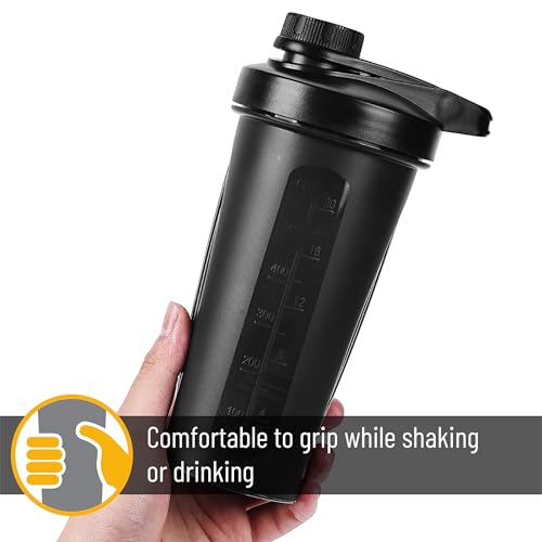 Mr. Pen- Shaker Bottles for Protein Mixes with Twist Cap, 28 oz | Black Protein Shaker Bottle with Wire Whisk Ball, Shaker Cup, Mixer Bottle, Fathers Day Gift - color: Black