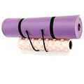 Upgraded large Yoga Mat Holder Wall Mount, Metal Storage Rack for Yoga Mat/Wheels, Foam Roller etcs, Wall Rack Organizer Hooks for Hanging Stretching Strap & Resistance Bands, Yoga Room/Home Gym Decor