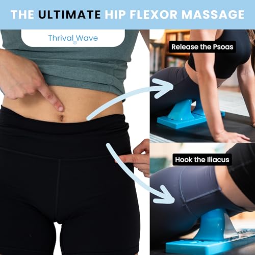 Thrival Wave - Fully Adjustable Psoas, Back and Hip Flexor Muscle Release Tool with Thrival App for Targeted Routines, Deep Tissue, Trigger Point Massage (Blue) – Made in USA - color: Blue, size: Thrival Wave