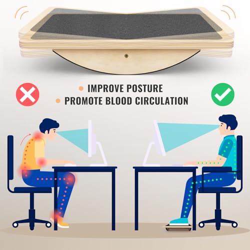 Balance Board Professional Wobble Board for Adults Anti-Slip 350LBS Balance Boards for Physical Therapy Standing Desk Core Strength Wooden Balance Board Rocker Board - color: Balance Board