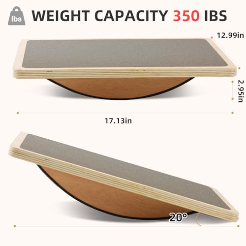 Juoe Balance Board Wobble Board for Adults and Kids - Anti-Slip 350LBS Balance Board for Physical Therapy,Balance Training,Posture Correction,Standing Desk Core Strength Wooden Balance Rocker Board - color: Gery