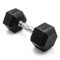 CAP Rubber Coated Dumbbell Weights, Free Weights for Home Gym Strength Training, Anti-Roll Hex Dumbbells with Black, Chrome & Comfort Grip Handles, Singles - size: 25 lb, style: Chrome Handle