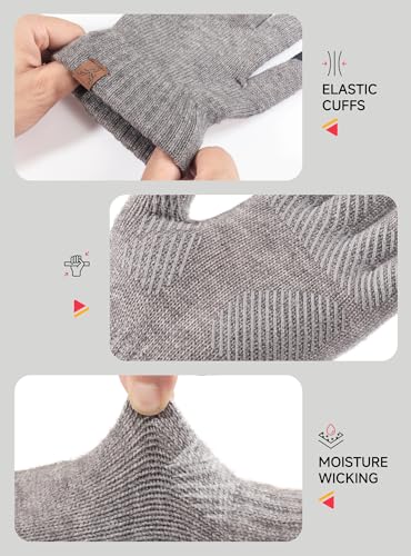 TRENDOUX Merino Wool Winter Gloves: Touch Screen Knitted Gloves Warm Thin Non-slip Glove for Men Women Driving Running Gift - color: Midgray, size: Medium