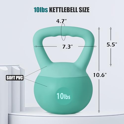 sogesfurniture Soft Kettlebells,Safe Strength Training Kettlebells,Iron Sand Filled Weights Strength Training Kettlebells,Fitness Soft Kettlebells for Women Men Children - color: 10LBS-Mint Green