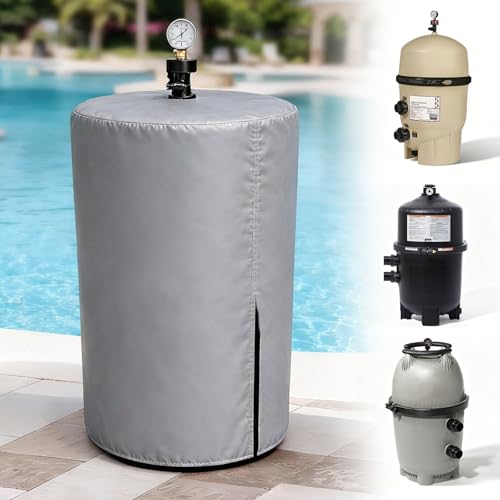 Universal Pool Filter Cover Fits for Inground & Above Ground Pool Cartridge & D.E. Filters, UV-Resistant Waterproof Pool Equipment Cover, All-Season Outdoor Protection