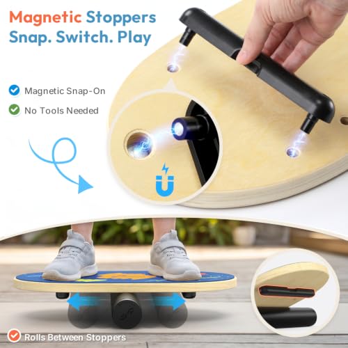 Sportneer Kids Balance Board, 4-Mode Adjustable Balance Trainer | Build for Kids, 4 Modes, Safe & Sturdy Wobble Board, Balance Trainer - color: Brush Blue