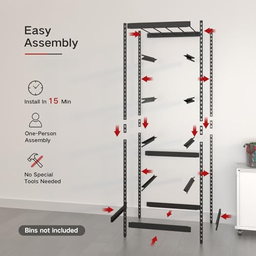 27 Gallon Tote Storage Rack, Heavy-Duty Storage Bin Rack Organizer, 5-Tier Standing Storage Bin Shelves, 250 lb Capacity, Maximize Space for Garage, Warehouse, Utility, 1 Pack Pro(Totes Not Included) - size: 1 Pack Pro