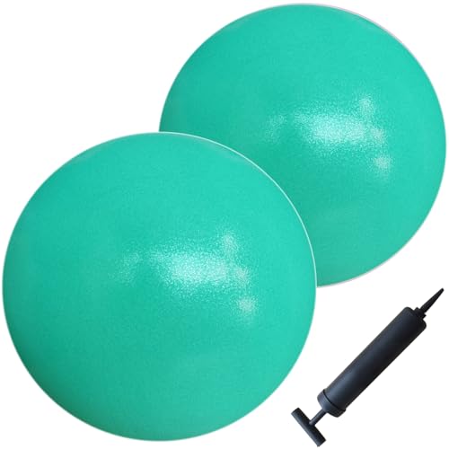 AppleRound Exercise Ball with Pump, 9-Inch Small for Pilates, Yoga, Core Stability - Choose: [Pack of 1 Ball + 1 Pump] or [Pack of 2 Balls + 1 Pump] - color: Turquoise x2