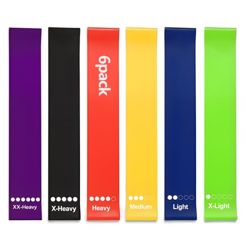 6 Wide Resistance Bands for Legs and Glutes – Non-Slip Synthetic Rubber Exercise Bands – Fabric-Free for Squats, Kickbacks, and Strength Training
